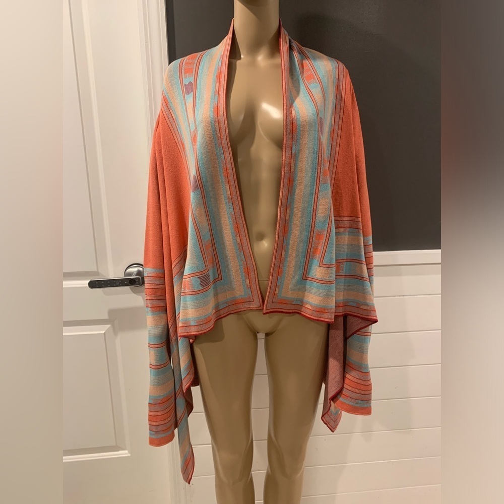 BCBGMAXAZRIA Women's orange and
Blue Cardigan M/L - Picture 3 of 4